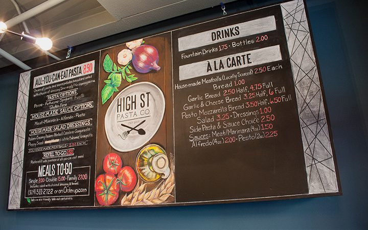 High Street Pasta Co. Chalk Menu