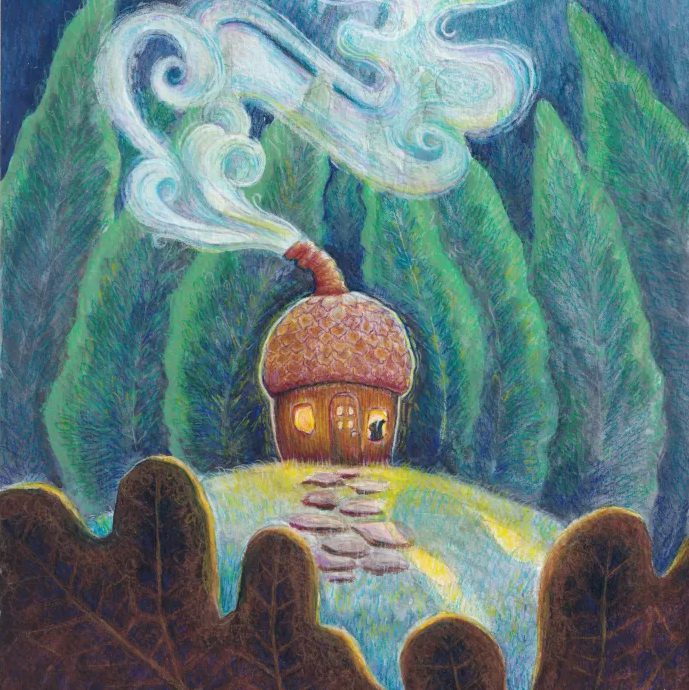 Squirrel in acorn-shaped cabin